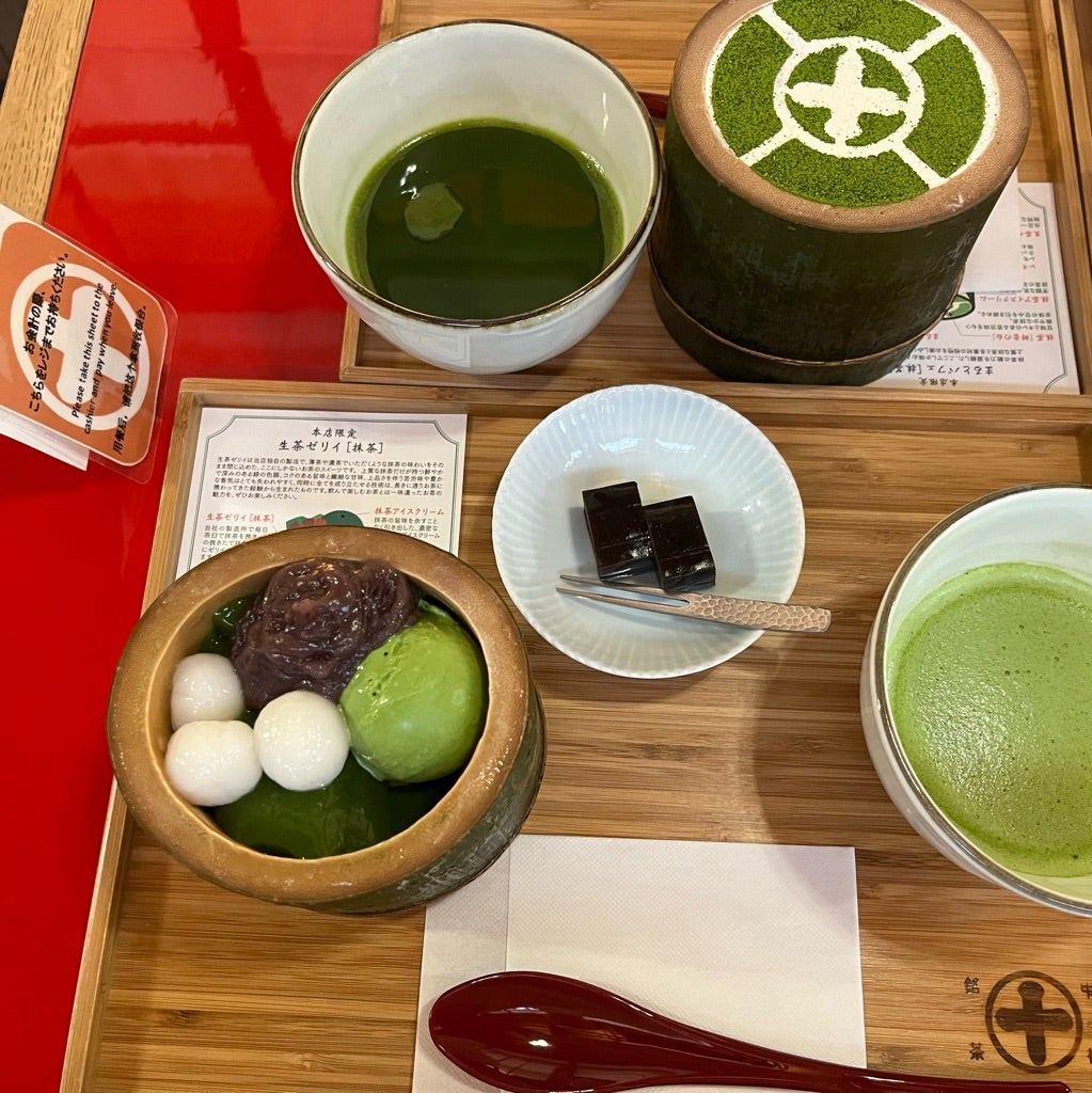 中村藤吉宇治本店生茶果凍與薄茶兩人餐點實拍